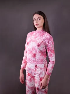 Schiffli Printed Top with Embellishment and Schiffli printed Trousers