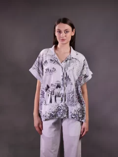 Printed Shirt with Hand Embroidered Highlight with Trousers