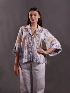 Printed Shirt with Hand Embroidered Highlight with Trousers