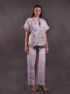 Printed Linen Shirt paired with Trousers