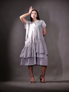 Organic Cotton Dress with block printed cut and sew