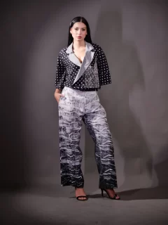 Block Printed Polka Shirt paired with Shibori Trousers
