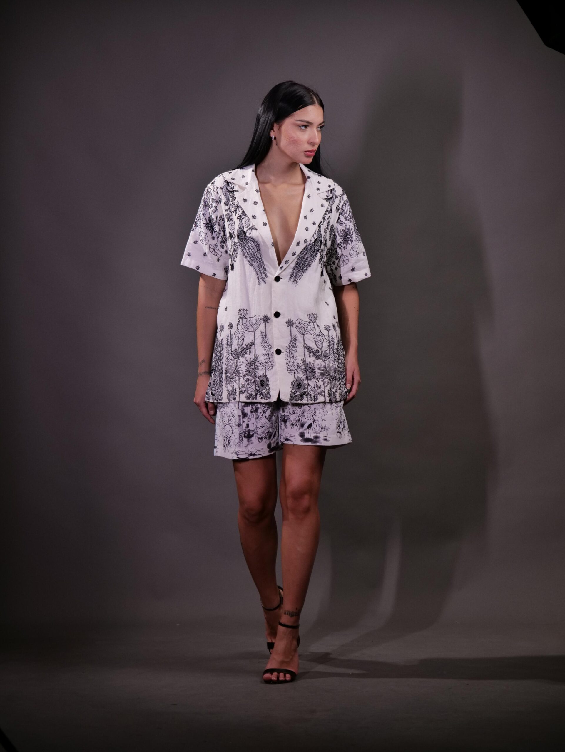 Cotton Linen Shirt and Printed Shorts